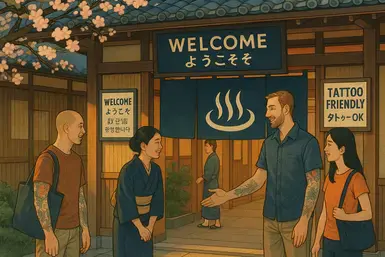 Tattoo friendly onsen in Japan welcoming foreign tattooed tourists as guests