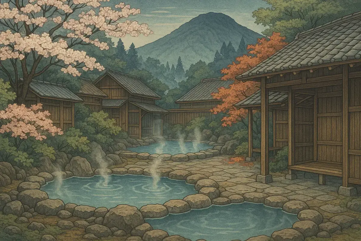 Outdoor Rotenburo Bath at a Tattoo Friendly Onsen in the Mountains of Japan