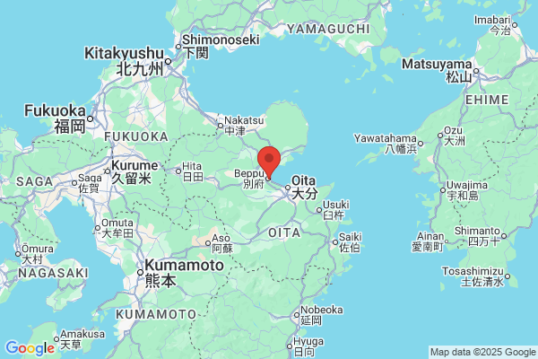 Google Map preview of Beppu Onsen City tattoo-friendly onsen in Japan