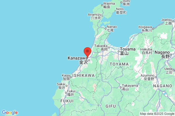 Google Map preview of Ishikawa Prefecture tattoo-friendly onsen in Japan