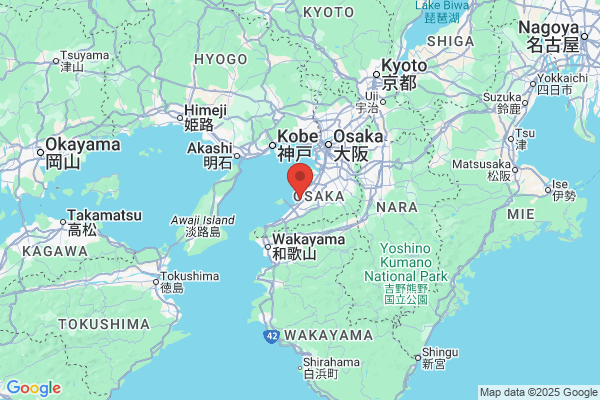Google Map preview of Izumisano City tattoo-friendly onsen in Japan
