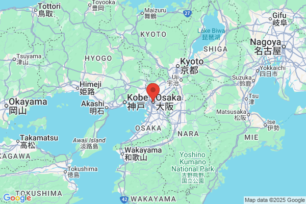 Google Map preview of Kansai Region tattoo-friendly onsen in Japan