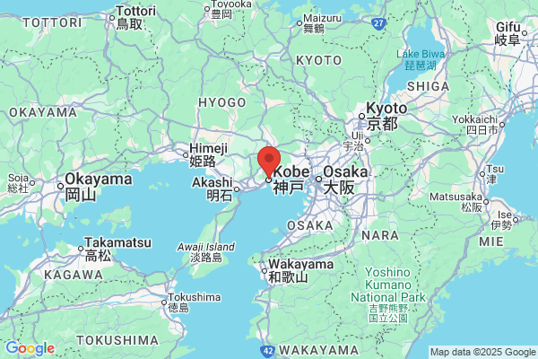 Google Map preview of Kobe City tattoo-friendly onsen in Japan