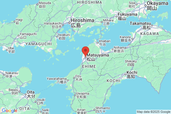 Google Map preview of Matsuyama City tattoo-friendly onsen in Japan