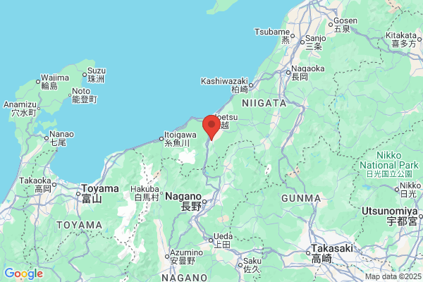 Google Map preview of Myoko City tattoo-friendly onsen in Japan