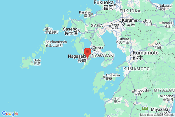 Google Map preview of Nagasaki Prefecture tattoo-friendly onsen in Japan