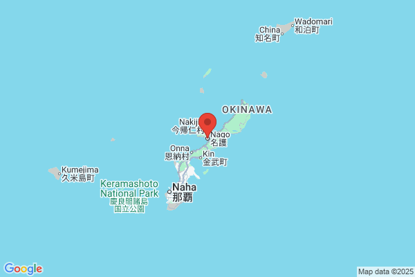 Google Map preview of Nago City tattoo-friendly onsen in Japan