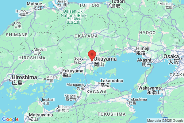 Google Map preview of Okayama Prefecture tattoo-friendly onsen in Japan