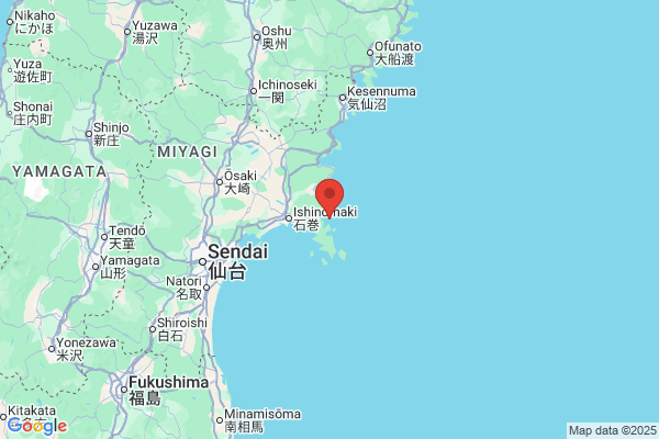 Google Map preview of Onagawa City tattoo-friendly onsen in Japan