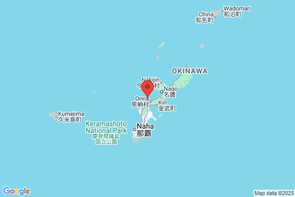 Google Map preview of Onna City tattoo-friendly onsen in Japan