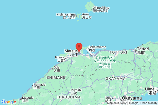 Google Map preview of Shimane Prefecture tattoo-friendly onsen in Japan