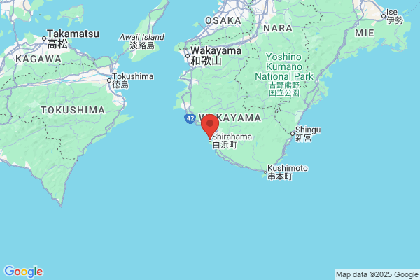 Google Map preview of Shirahama City tattoo-friendly onsen in Japan