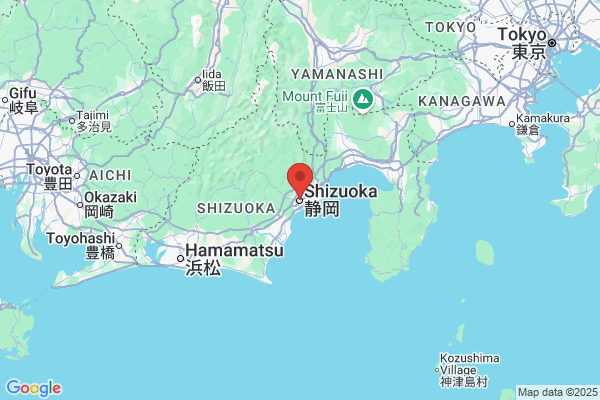Google Map preview of Shizuoka Prefecture tattoo-friendly onsen in Japan