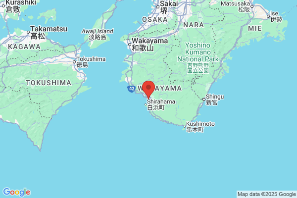 Google Map preview of Tanabe City tattoo-friendly onsen in Japan