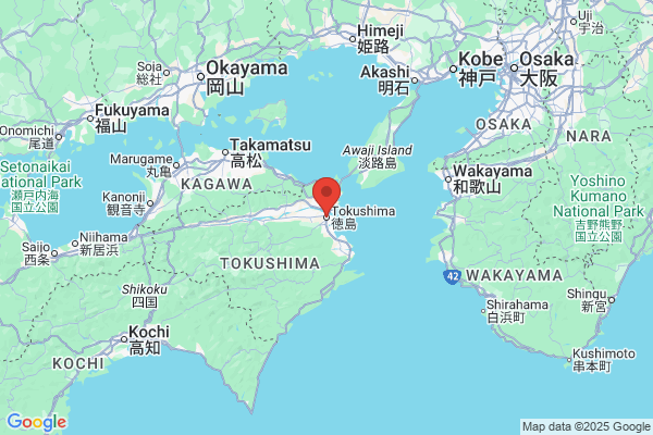 Google Map preview of Tokushima Prefecture tattoo-friendly onsen in Japan