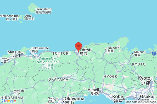 Google Map preview of Tottori Prefecture tattoo-friendly onsen in Japan