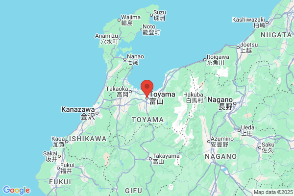 Google Map preview of Toyama Prefecture tattoo-friendly onsen in Japan