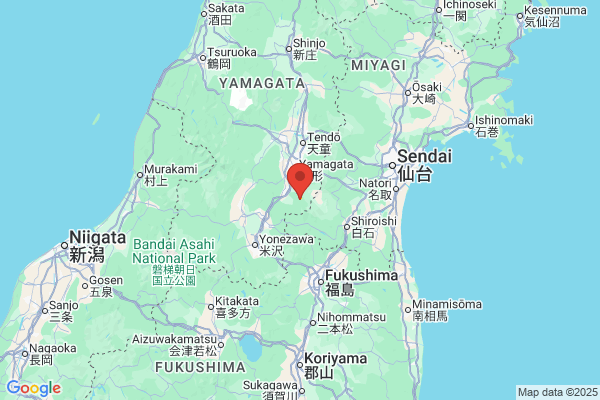 Google Map preview of Zao Onsen City tattoo-friendly onsen in Japan