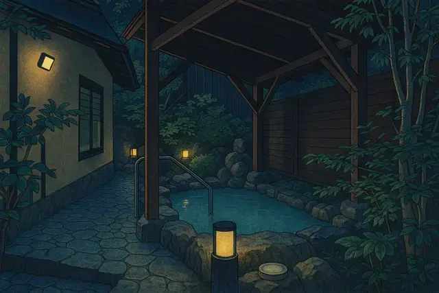 Ajisai Onsen Ryokan Shin Hanga Art Style