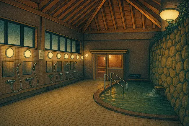 Gin No Yu Onsen Shin Hanga Art Style