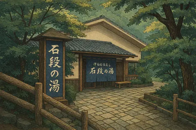 Ishidan no Yu Onsen Shin Hanga Art Style