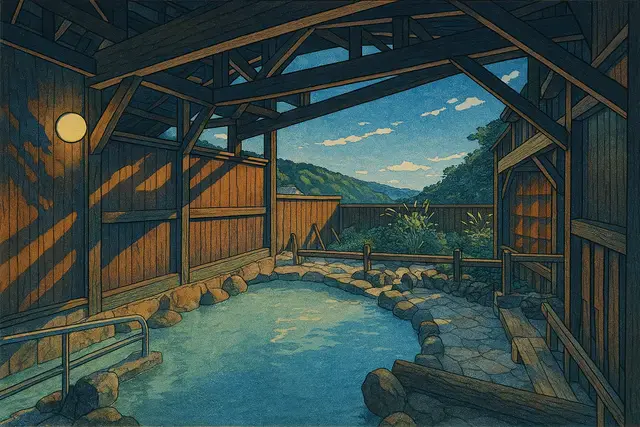 Takayu Onsen Attakayu Shin Hanga Art Style